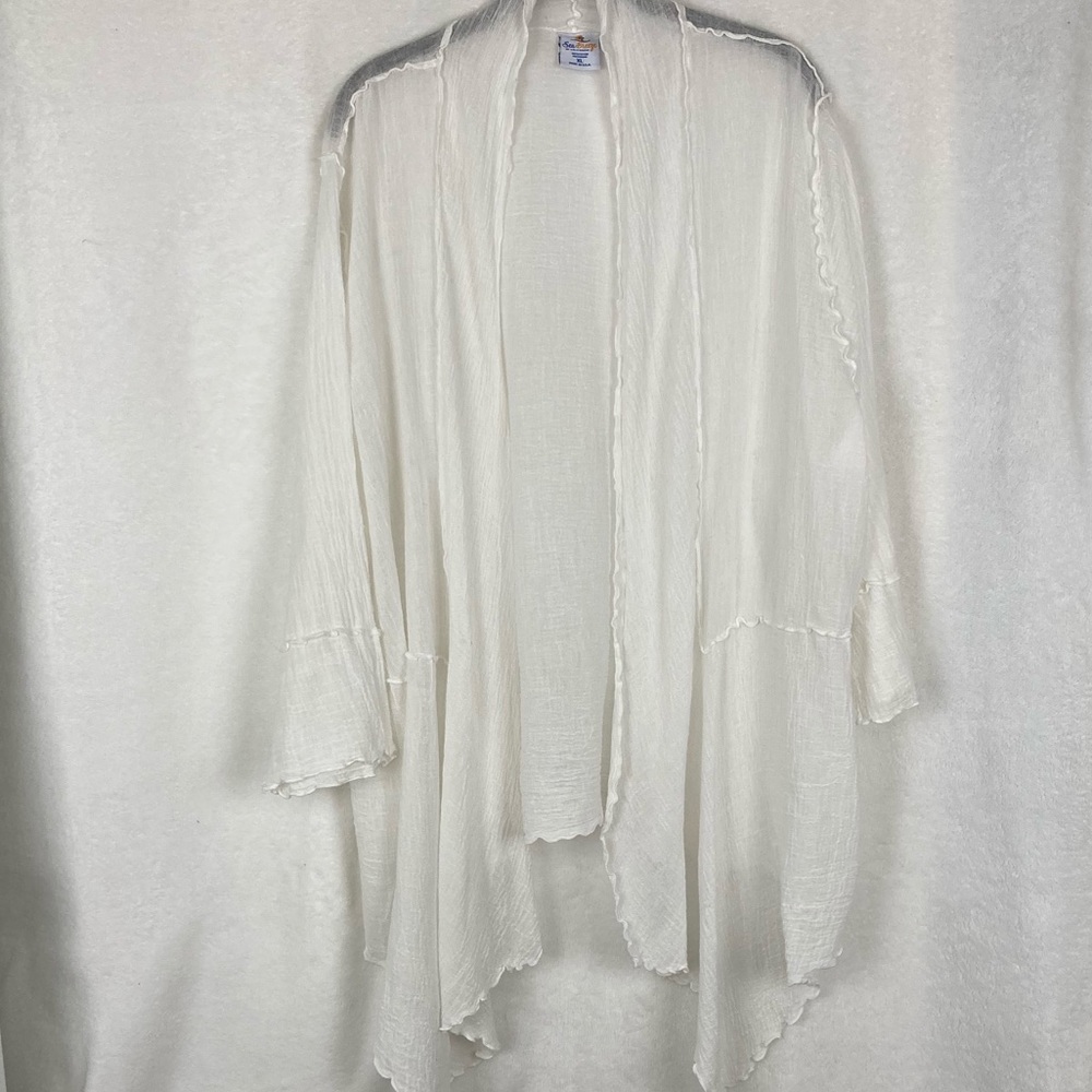 SeaBreeze Womens White Gauze Waterfall Swim Cover